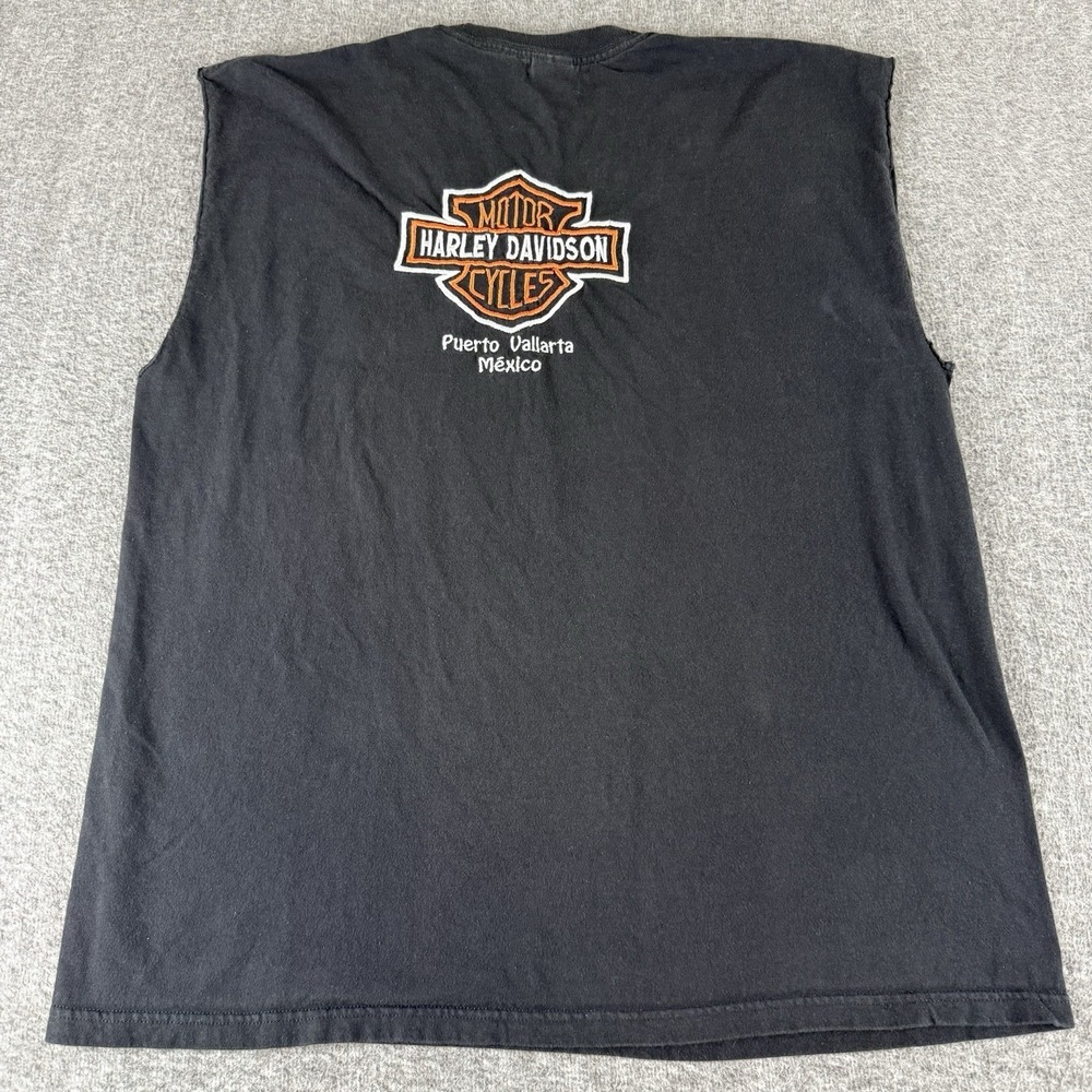 Harley Davidson Puerto Vallarta Mexico Sleeveless T Shirt Men XL Black Biker